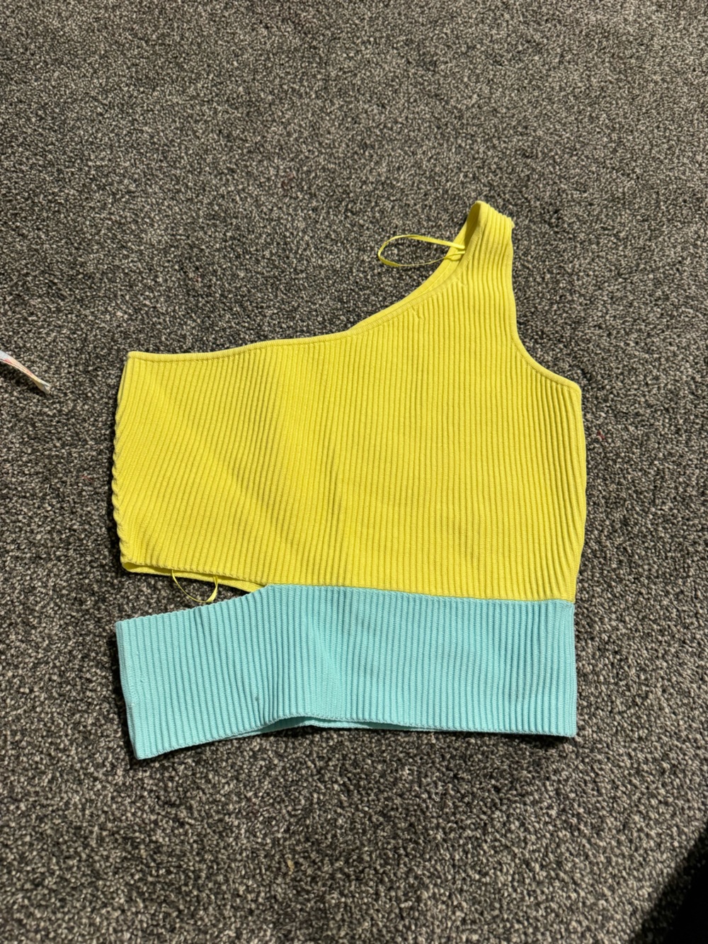 Colorblock Ribbed Tank Top in Yellow & Light Blue